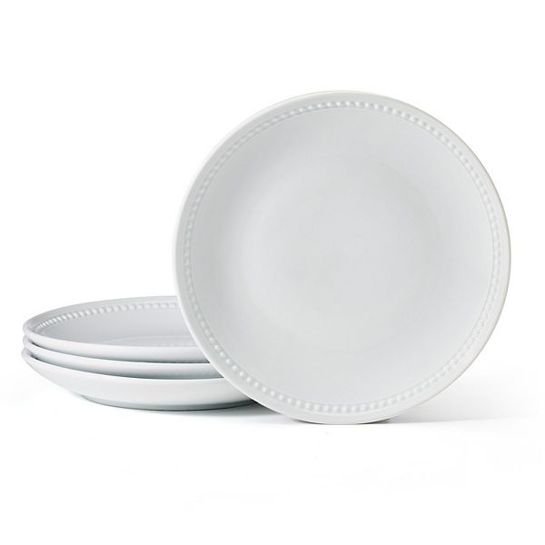 Fitz & Floyd 4-Piece Everyday White Beaded Coupe Dinner Plate Set Fitz & Floyd