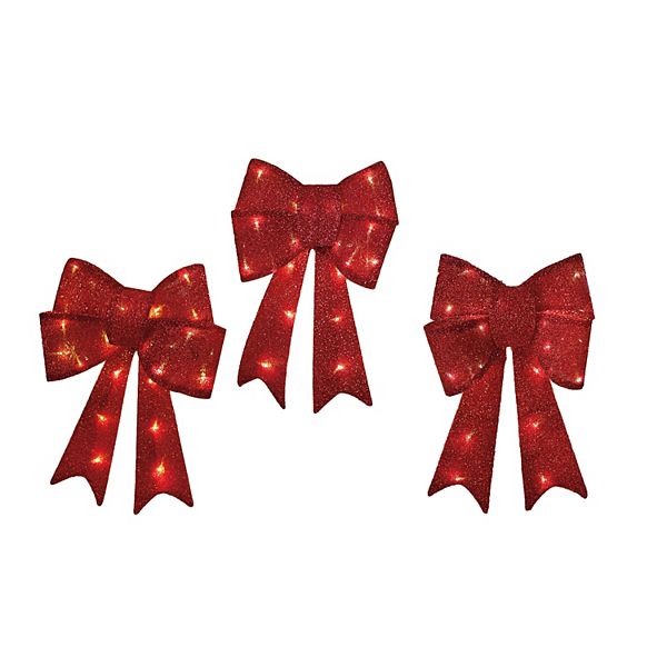 Brylanehome Pre-lit Tinsel Bows, Set Of 3 BrylaneHome