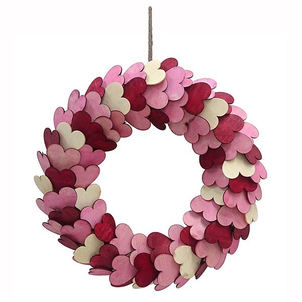 Celebrate Together Valentine's Day Wood Heart Round Wreath Celebrate Together