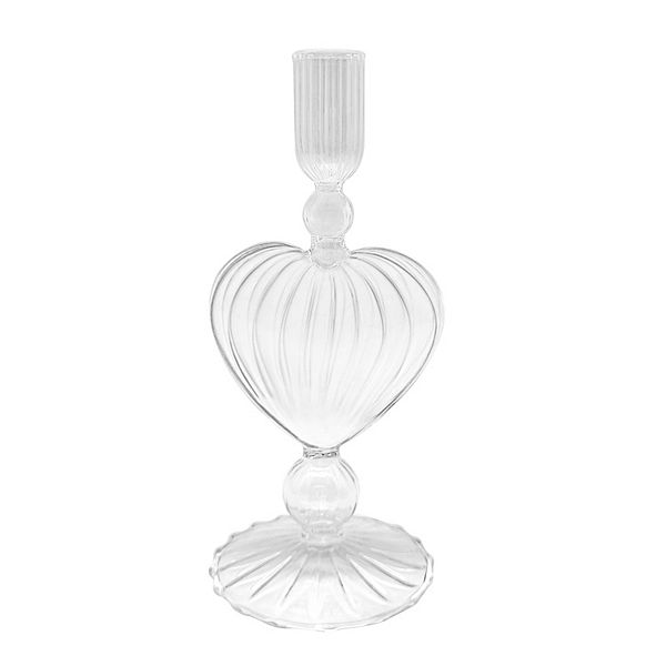 Celebrate Together™ Valentine's Day Clear Blown Glass Heart Taper Candle Holder Celebrate Together