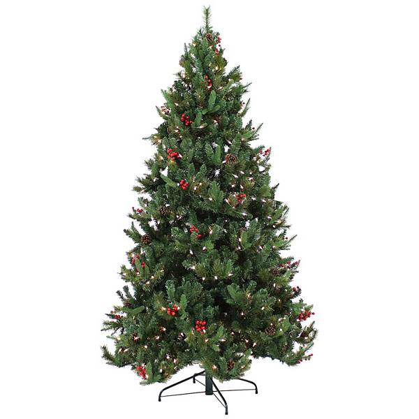 Sunnydaze Merry Berries Indoor/outdoor Pre-lit Faux Christmas Tree - 7 Ft Sunnydaze Decor