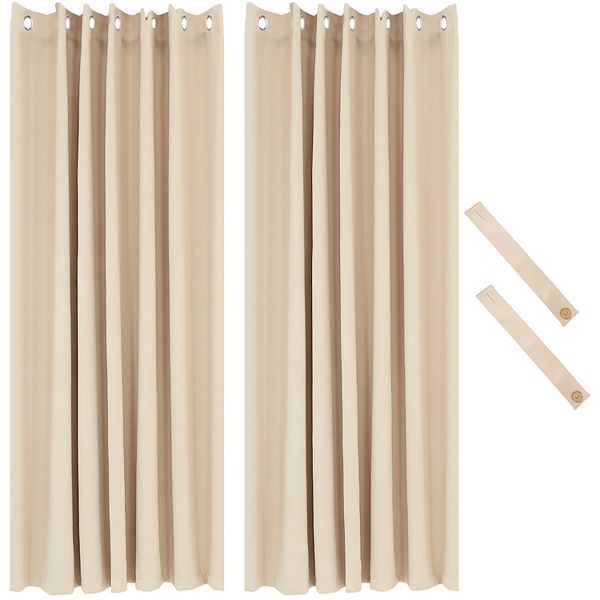 Sunnydaze Room Darkening Curtain Panel - Beige - 100 In X 84 In - Set Of 2 Sunnydaze Decor