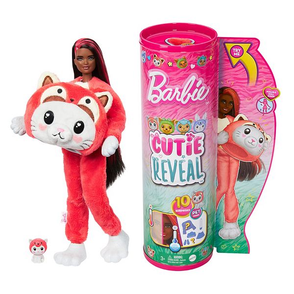 Barbie® Cutie Reveal Costume Kitten as Red Panda Doll & Accessories with 10 Surprises Barbie