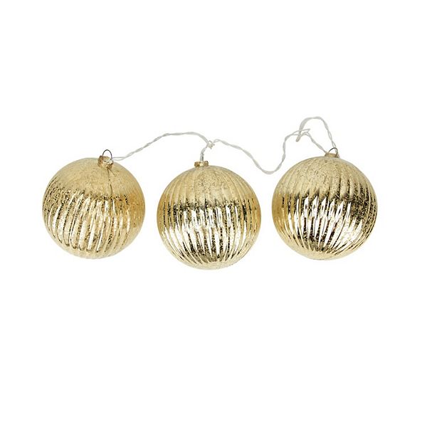 PENN Indoor / Outdoor 20-Count White Wire Ribbed Ball Gold Ornaments Christmas Light Set Penn