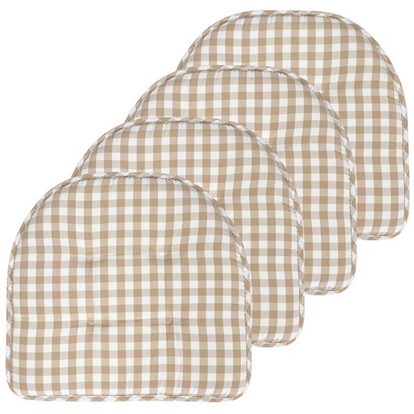 Sweet Home Checkered Memory Foam U-Shape Non-Slip Chair Cushion 4 Pack Sweet Home Collection