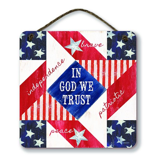 COURTSIDE MARKET In God We Trust Patriotic Hanging Artboard Wall Decor Courtside Market