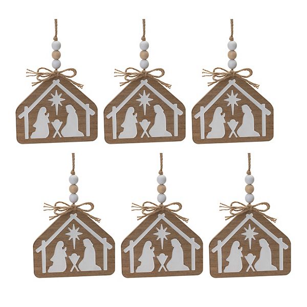 Melrose Wood Nativity Scene Ornament (Set of 6) Melrose