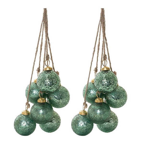 Melrose 2-Piece Glass Ball Cluster Drop Ornament Set Melrose