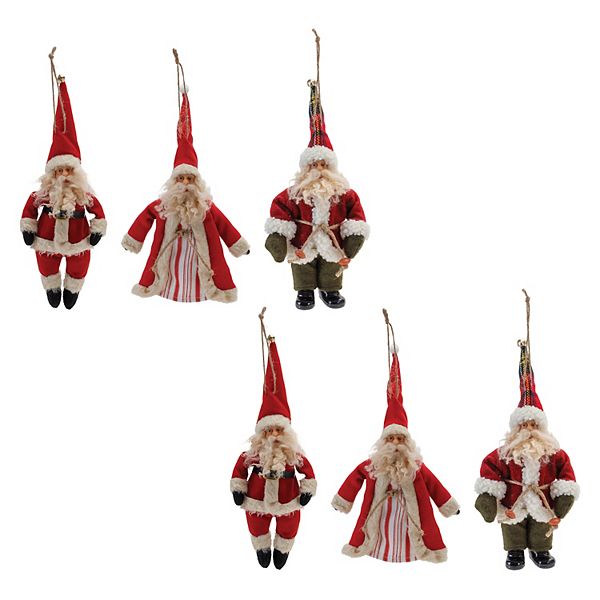 Melrose Vintage Santa Ornament (Set of 6) Melrose