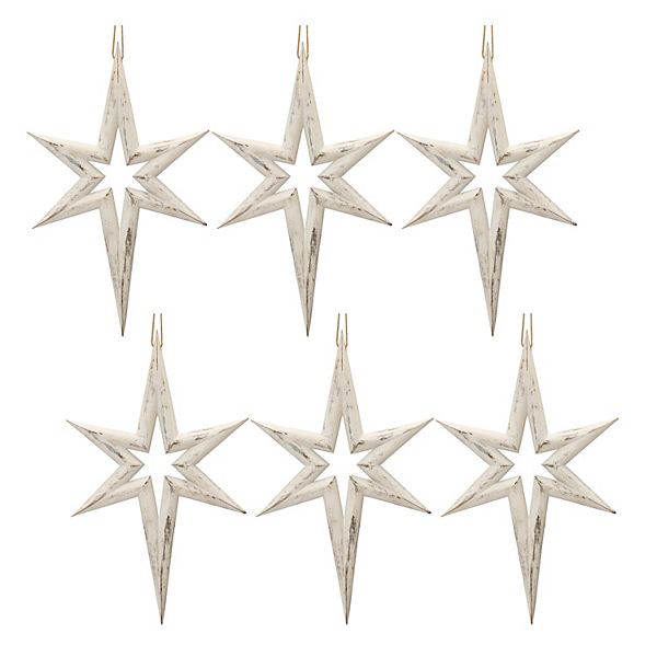 Melrose Distressed Wood Star Ornament (Set of 6) Melrose