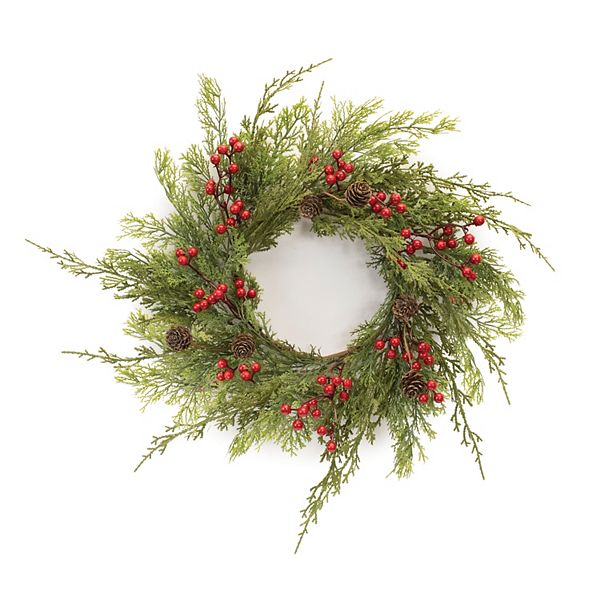 Melrose Mixed Artificial Pine Berry Candle Ring Table Decor Melrose