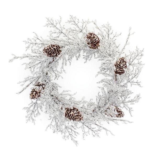 Melrose Frosted Artificial Woven Twig & Pinecone Wreath Melrose