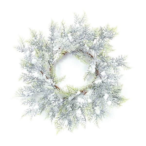 Melrose Flocked Artificial Cedar Wreath Melrose