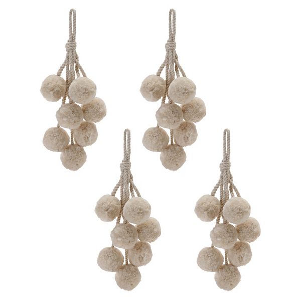 Melrose 4-Piece Pom Pom Cluster Drop Ornament Set Melrose