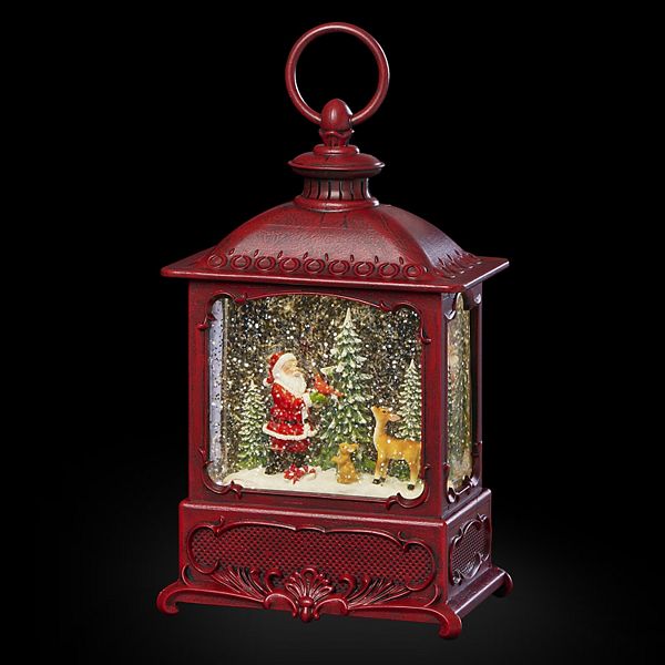 Roman LED Swirl Lantern Santa With Cardinal Holiday Table Decor Roman