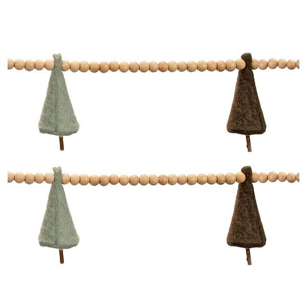 Melrose Mini Pine Tree Beaded Garland 2-Piece Set Melrose