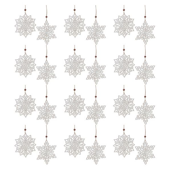 Melrose Wood Snowflake Ornament (Set of 12) Melrose