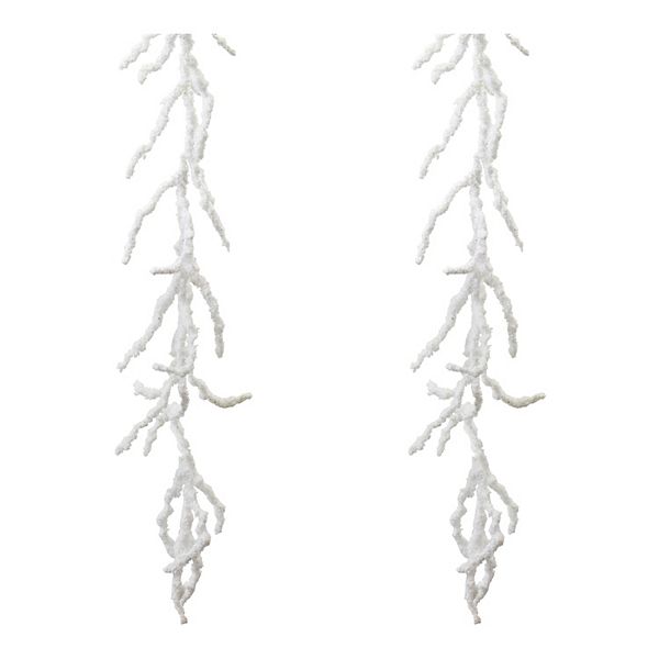 Melrose Flocked Artificial Twig Garland 2-piece Set Melrose