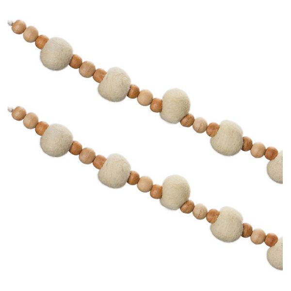 Melrose Wood Beaded String Garland 2-piece Set Melrose