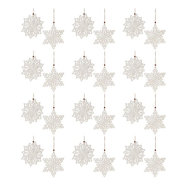 Melrose Wood Snowflake Ornament (Set of 12) Melrose