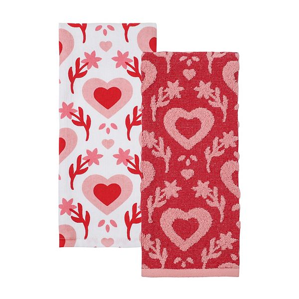 Celebrate Together™ Valentine's Day Folk Floral Hearts 2-piece Kitchen Towel Set Celebrate Together