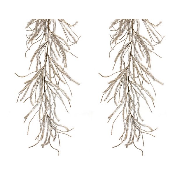 Melrose Glittered Artificial Pine Garland 2-piece Set Melrose