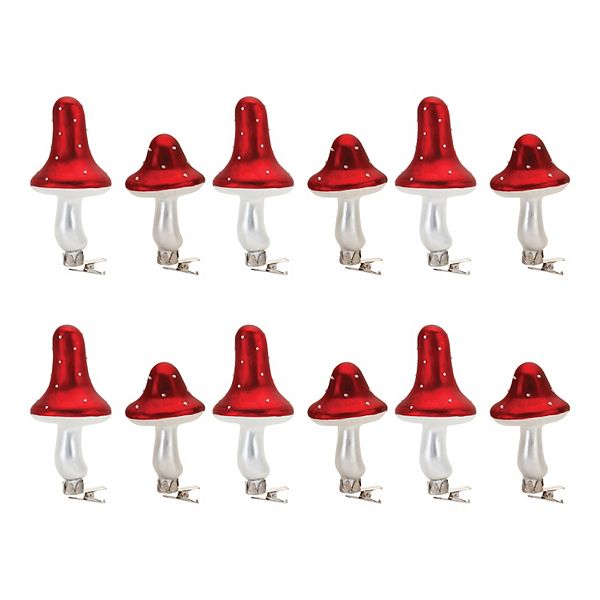 Melrose Mushroom Clip Ornaments 12 pc Holiday Decor Set Melrose