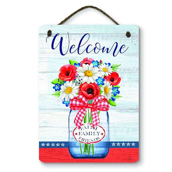 COURTSIDE MARKET Mason Jar Flower Bouquet Hanging Artboard Wall Decor Courtside Market