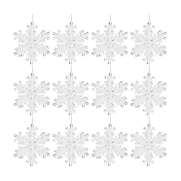 Melrose Acrylic Snowflake Ornaments 12 pc Holiday Decor Set Melrose