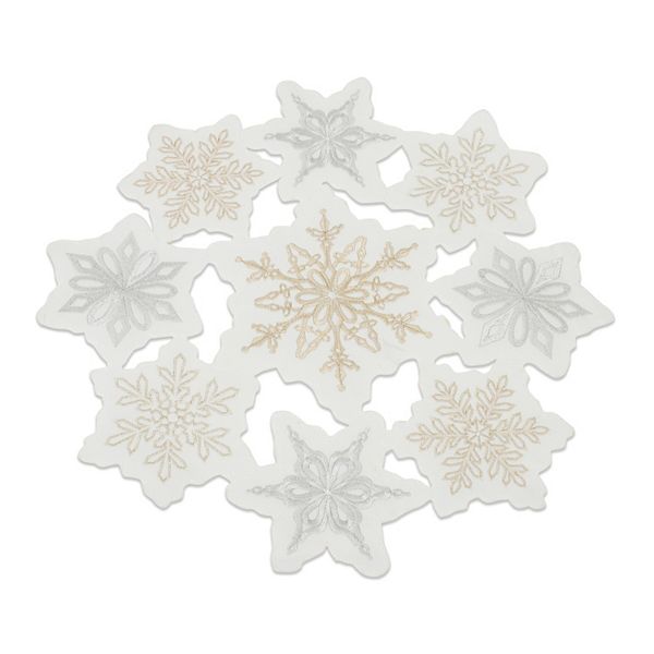 Melrose Embroidered Snowflake Doily Table Decor 3-Piece Set Melrose