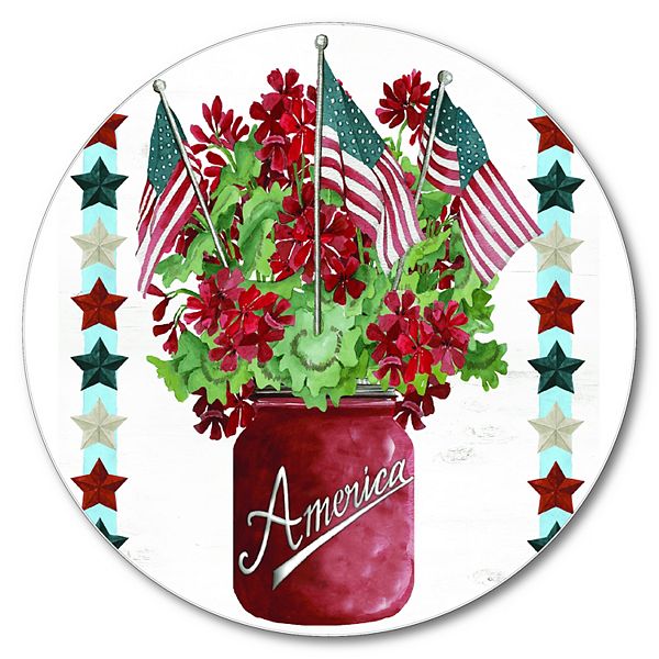 COURTSIDE MARKET Patriotic Flower Plaque Wall Art Courtside Market