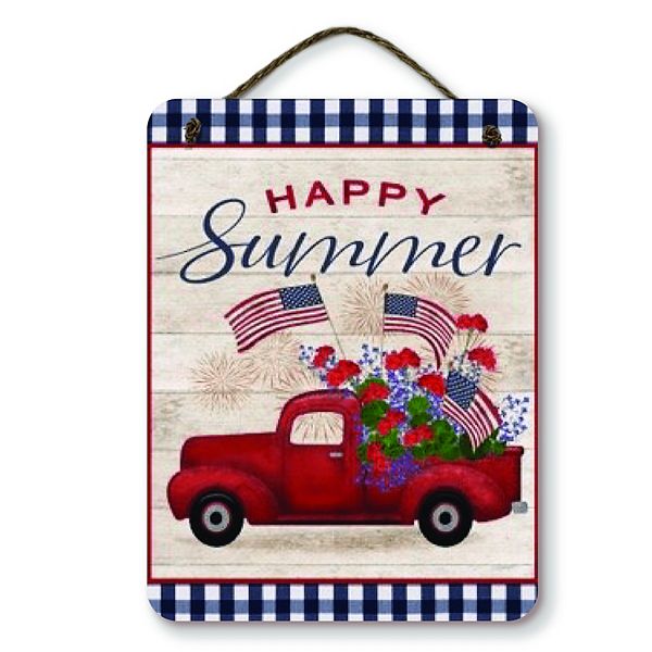 COURTSIDE MARKET Flower & Flags Happy Summer Hanging Artboard Wall Decor Courtside Market