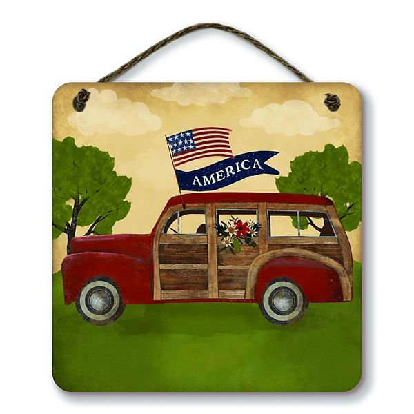 COURTSIDE MARKET Americana Woody Plaque Wall Art Courtside Market