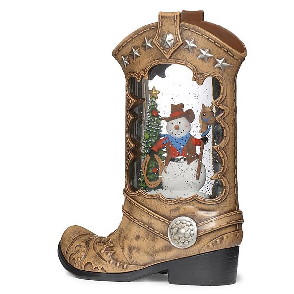 Roman Lighted Swirl Boot With Snowman Holiday Table Decor Roman