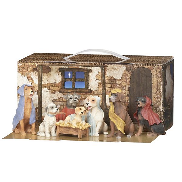 Roman 7-Piece Set Canine Nativity Holiday Table Decor Set Roman