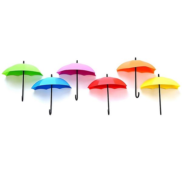 Colorful Umbrella Wall Hooks Set 6 Pcs Kitcheniva