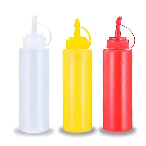 16 Oz Plastic Squirt Condiment Bottles 3 Pcs Kitcheniva