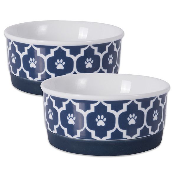 Bone Dry Pet Bowl Lattice Nautical Blue 2-pc. Set Bone Dry