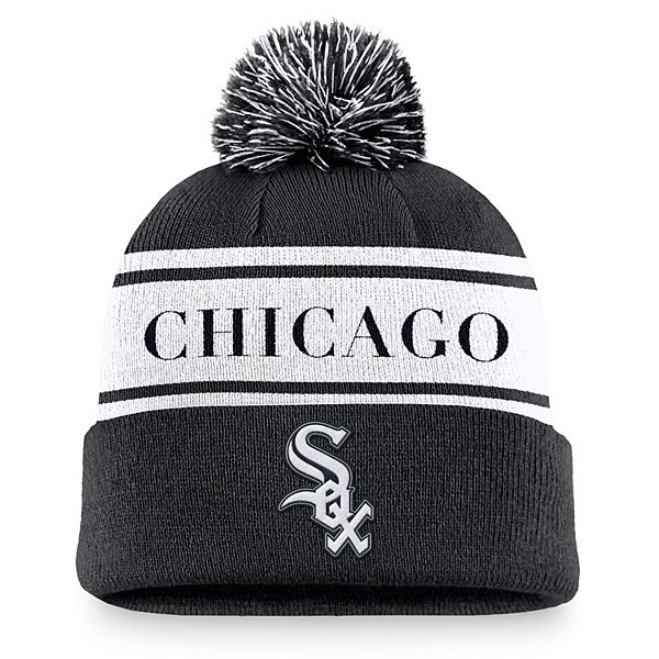 Черная атлетическая шапка с отворотом и помпоном Chicago White Sox, 100% акрил Nike