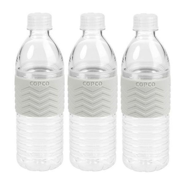 Copco Hydra 3-pack Water Bottle 16.9 Ounce Non Slip Sleeve Bpa Free Tritan Reusable - Chevron Gray Copco