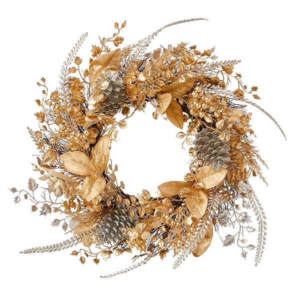 Brylanehome Pre-lit Gold & Silver Wreath BrylaneHome