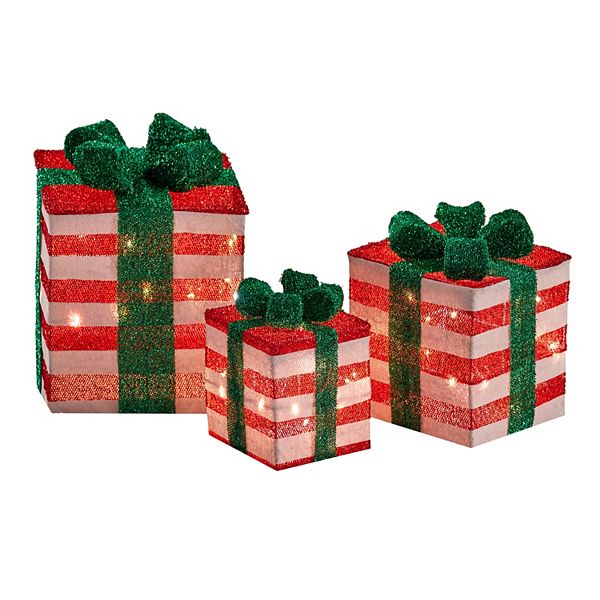 BrylaneHome Pre-Lit Gift Boxes, Set Of 3 BrylaneHome