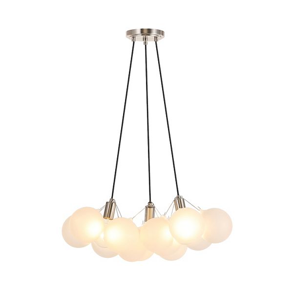 Aubrey 3-light Mid-century Glam Frosted Glass Orb Led Chandelier Jonathan Y Designs