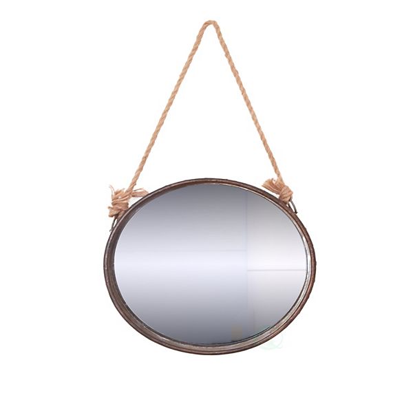 Galvanized Metal Framed Round Wall Mirror Vintiquewise