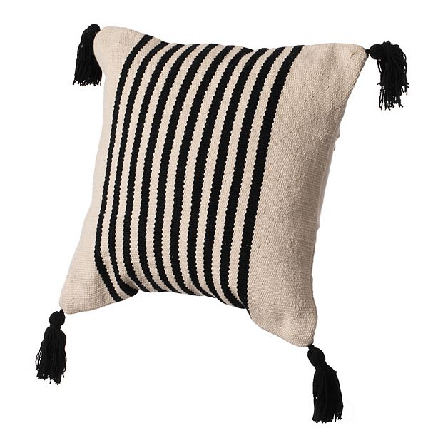 Handwoven Cotton Throw Pillow Cover with Striped Lines with Filler Deerlux