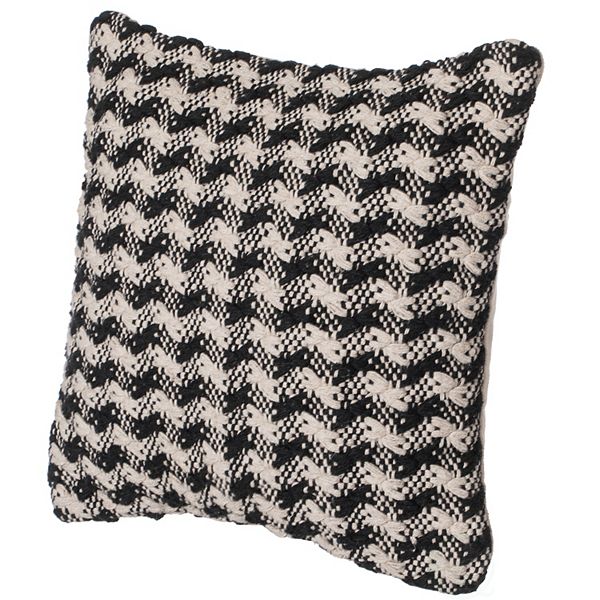 Handwoven Cotton Throw Pillow Cover with Small Black & White Chevron Pattern Deerlux