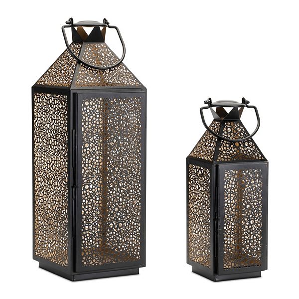 Melrose 2-pc. Circles Cut Metal Lantern Table Decor Set Melrose