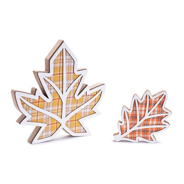 Melrose 2-pc. Harvest Plaid Leaf Table Decor Set Melrose