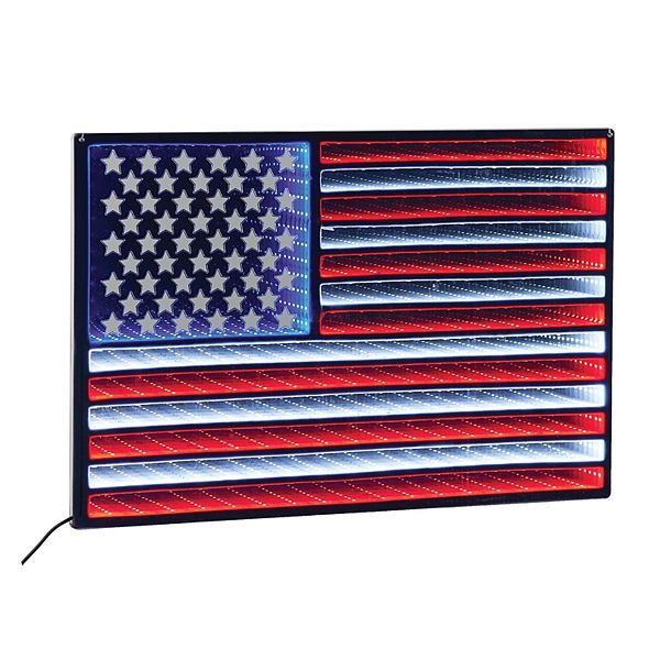 Melrose Light-Up American Flag Infinity Mirror Wall Decor Melrose