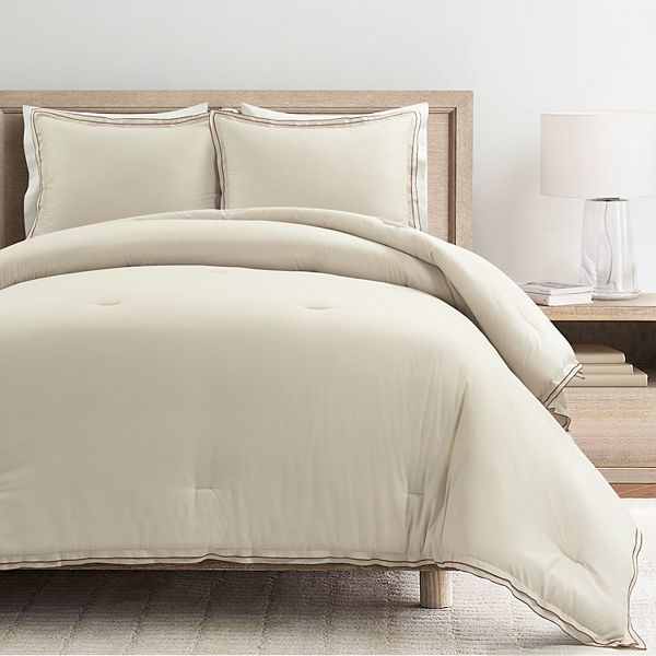 Lush Decor Hampton Double Flange Embroidered Contrast Edge Comforter Set Lush Décor